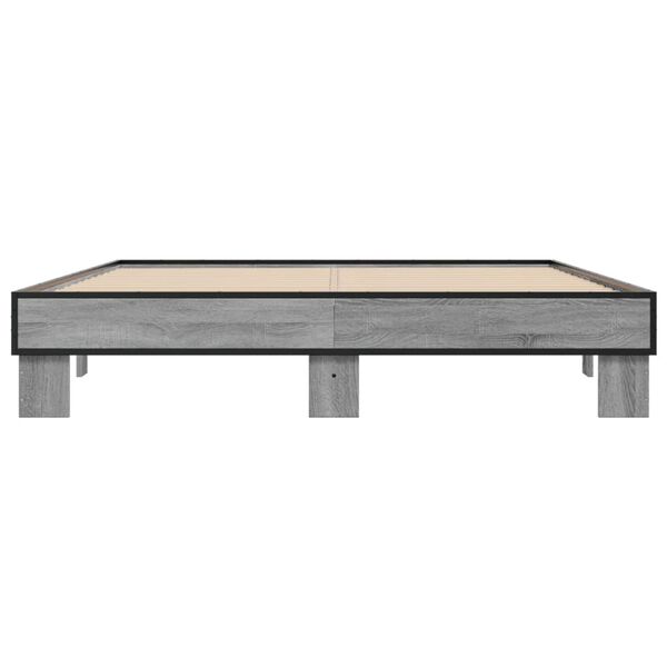 vidaXL Estructura cama madera ingeniería metal gris Sonoma 150x200 cm
