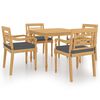 vidaXL Set de comedor de jard&iacute;n 5 pzas y cojines madera maciza de teca
