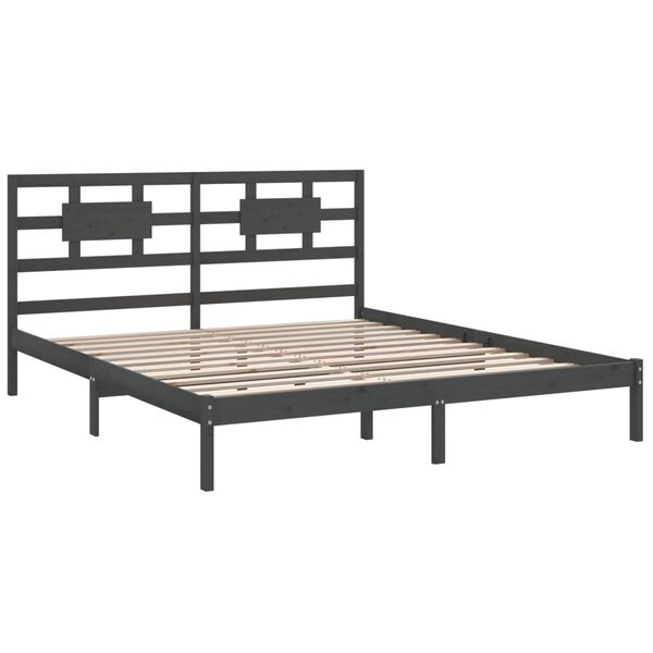 vidaXL Estructura de cama de madera maciza de pino gris 200x200 cm