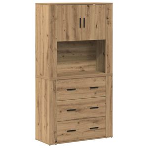 vidaXL Aparador alto con caj&oacute;n Roble artesanal 80 x 33 x 150 cm