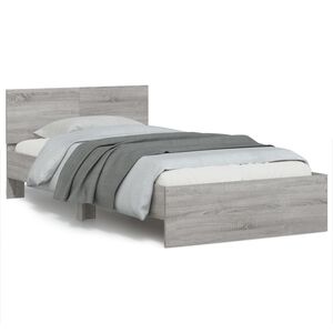 vidaXL Cama con cabecero madera de ingenier&iacute;a gris Sonoma 100x200 cm