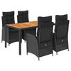vidaXL Set de muebles jard&iacute;n 5 pzas con cojines rat&aacute;n sint&eacute;tico negro