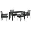 vidaXL Conjunto de Comedor de Jard&iacute;n 5 uds. Negro rat&aacute;n sint&eacute;tico
