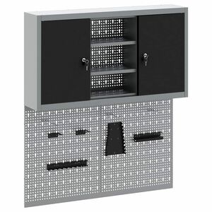 vidaXL Juego de Armarios de Herramientas con estante 3 uds. Negro
