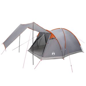 vidaXL Tienda Caba&ntilde;a Gris y naranja 4 personas Poli&eacute;ster y Acero