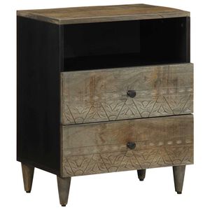 vidaXL Mesita de noche madera maciza de mango gris claro 50x33x60 cm