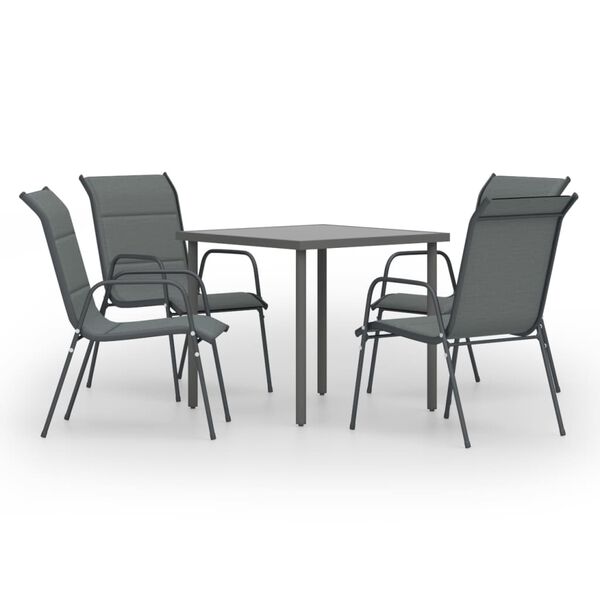 vidaXL Juego de comedor de jard&iacute;n 5 piezas acero gris antracita