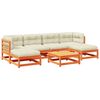 vidaXL Set de sof&aacute;s jard&iacute;n 7 pzas con cojines madera pino marr&oacute;n cera