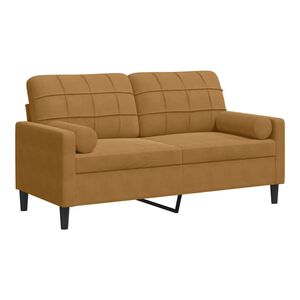 vidaXL Sof&aacute; de 2 plazas con cojines terciopelo marr&oacute;n 140 cm