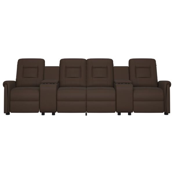 vidaXL Sillón de masaje reclinable 4 plazas con portavasos marrón