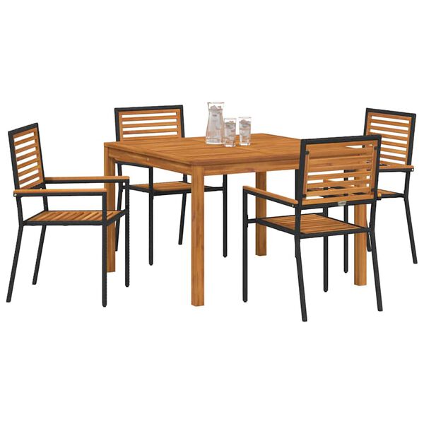 vidaXL Conjunto de Comedor de Jardín 5 pcs Negro Poliratán
