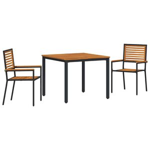 vidaXL Conjunto de Comedor de Jard&iacute;n 3 pcs Negro y Madera