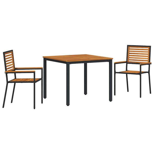 vidaXL Conjunto de Comedor de Jard&iacute;n 3 pcs Negro y Madera