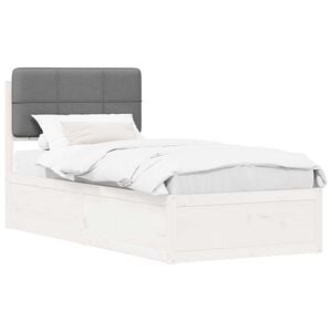 vidaXL Estructura de Cama con Cabecera Tapizada Gris Claro 90 x 200 cm