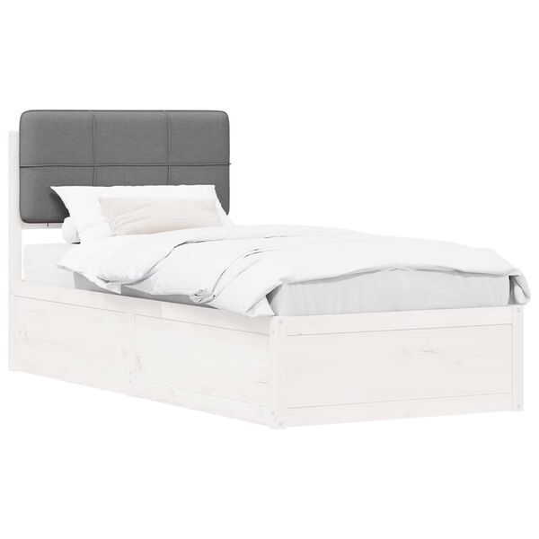 vidaXL Estructura de Cama con Cabecera Tapizada Gris Claro 90 x 200 cm