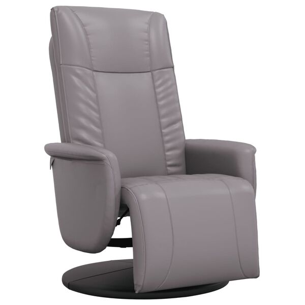 vidaXL Sill&oacute;n reclinable con reposapi&eacute;s cuero sint&eacute;tico gris