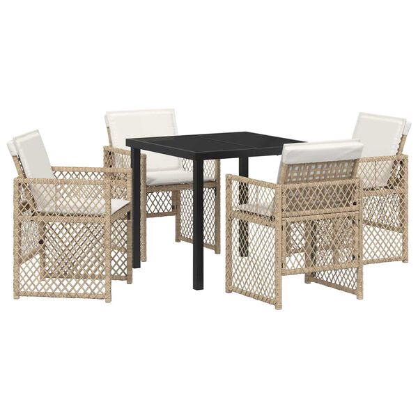 vidaXL Conjunto de Comedor de Jard&iacute;n 5 pcs Beige rat&aacute;n sint&eacute;tico