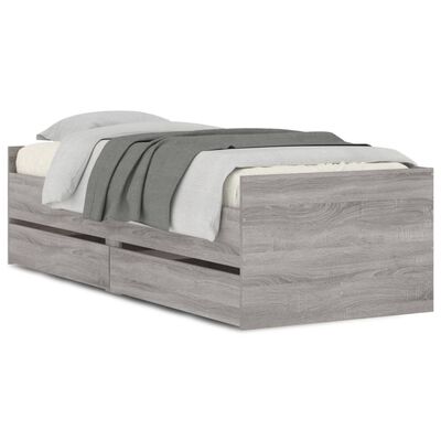 vidaXL Estructura de cama con cajones Sonoma gris 75x190 cm