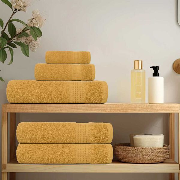 vidaXL Toallas de ba&ntilde;o FROGN 10 uds oro 100x150 cm 360 g/m&sup2;