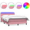 vidaXL Cama box spring con colch&oacute;n y LED terciopelo rosa 140x220 cm