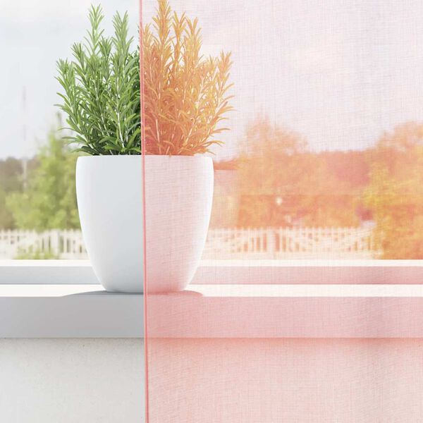 vidaXL Cortinas de gasa con bolsillos para varillas 2 uds. rosa