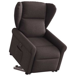 vidaXL Sill&oacute;n reclinable elevable tela marr&oacute;n oscuro