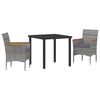 vidaXL Conjunto de Comedor de Jard&iacute;n 3 uds. Gris rat&aacute;n sint&eacute;tico