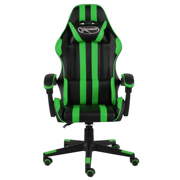 vidaXL Silla gaming de cuero sintético negro y verde