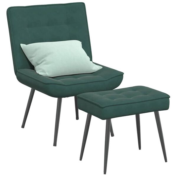 vidaXL Sill&oacute;n de relax con reposapi&eacute;s terciopelo verde oscuro