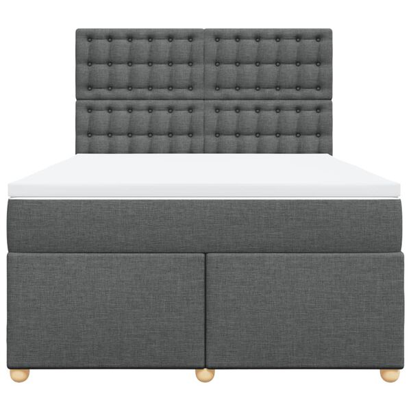 vidaXL Cama box spring con colch&oacute;n tela gris oscuro 140x200 cm