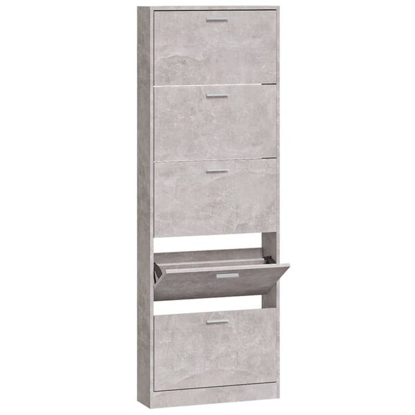 vidaXL Mueble zapatero madera contrachapada gris hormig&oacute;n 59x17x169 cm