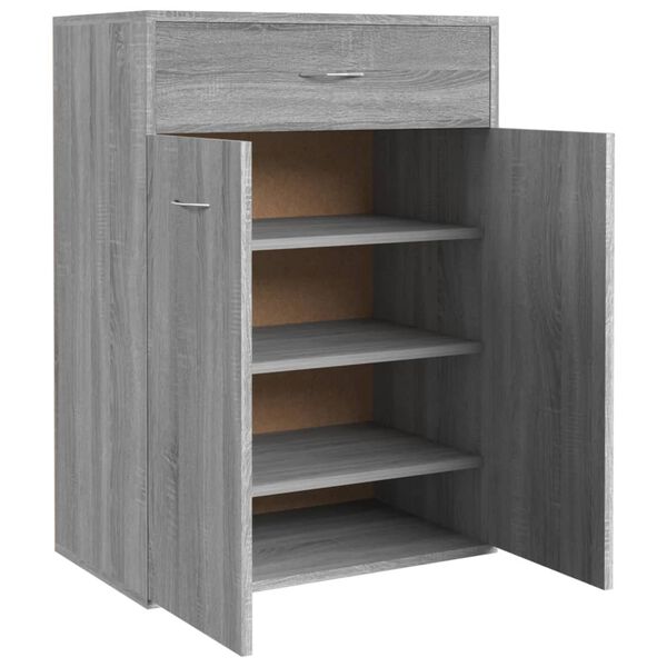 vidaXL Mueble zapatero de madera contrachapada gris Sonoma 60x35x84 cm