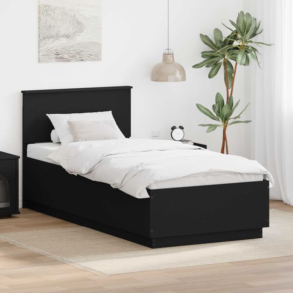 vidaXL Estructura de cama Negro 90 x 200 cm Madera de ingenier&iacute;a