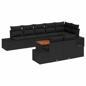vidaXL Conjunto de sof&aacute;s de jard&iacute;n 9 pcs Negro rat&aacute;n sint&eacute;tico