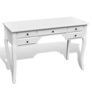 vidaXL Escritorio franc&eacute;s de madera con patas curvadas y 5 cajones