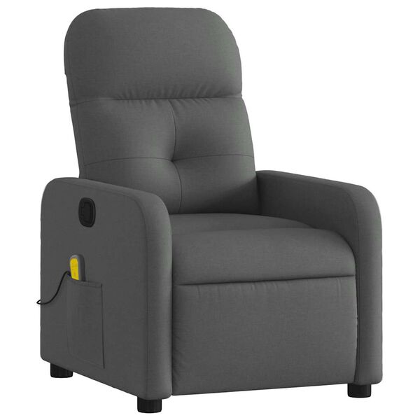 vidaXL Sill&oacute;n de masaje reclinable de tela gris oscuro