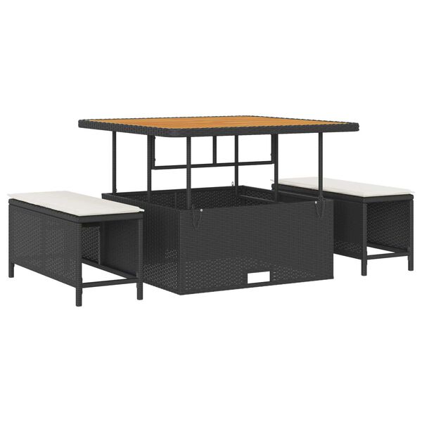 vidaXL Conjunto de sof&aacute; de jard&iacute;n 8 pcs Negro y crema rat&aacute;n sint&eacute;tico