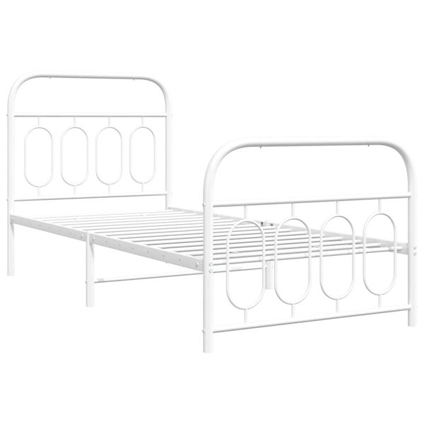 vidaXL Estructura cama sin colch&oacute;n con estribo metal blanco 90x200 cm