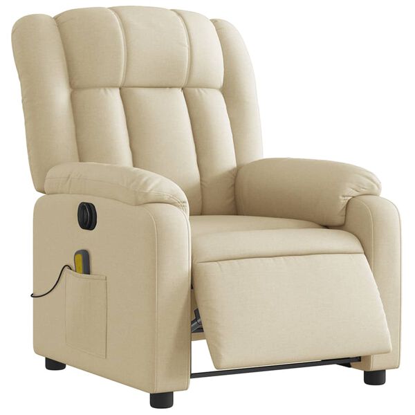 vidaXL Sill&oacute;n reclinable de masaje el&eacute;ctrico tela color crema