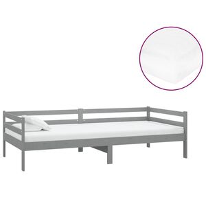 vidaXL Sof&aacute; cama con colch&oacute;n madera de pino maciza gris 90x200 cm