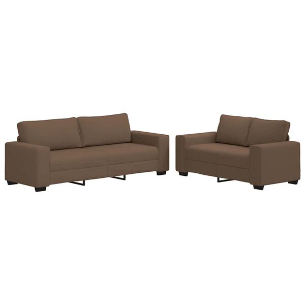 vidaXL Juego de sof&aacute;s con cojines 2 piezas tela marr&oacute;n