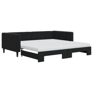 vidaXL Sof&aacute; cama nido con colch&oacute;n terciopelo negro 100x200 cm