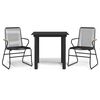vidaXL Juego de comedor de jard&iacute;n 3 piezas rat&aacute;n PVC negro