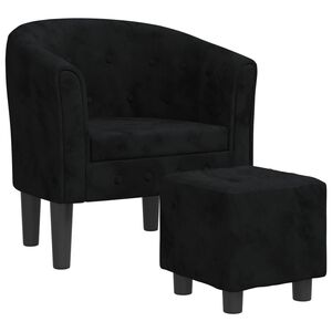 vidaXL Sill&oacute;n con taburete terciopelo negro
