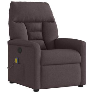 vidaXL Sill&oacute;n de masaje reclinable de tela marr&oacute;n oscuro