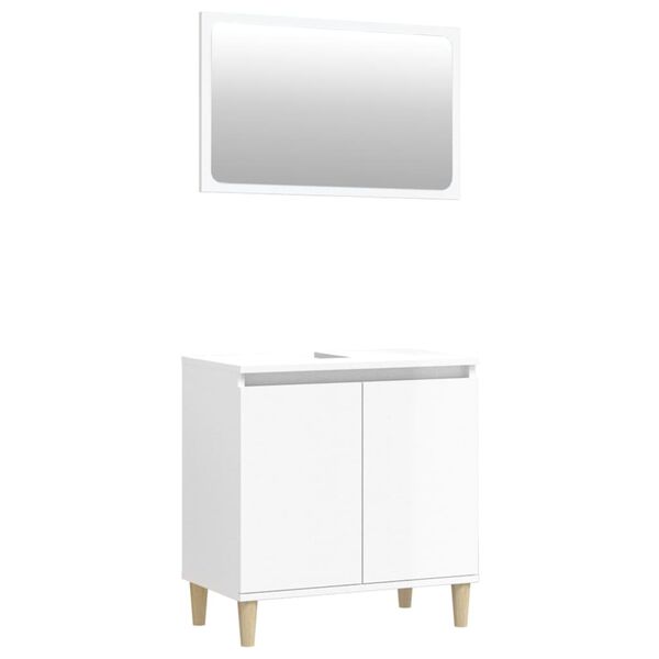 vidaXL Set muebles de ba&ntilde;o 2 piezas madera contrachapada blanco brillo