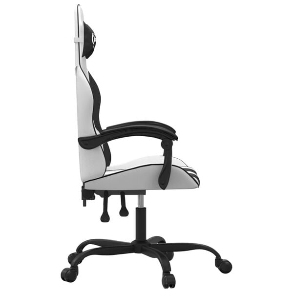 vidaXL Silla gaming giratoria cuero sint&eacute;tico blanco y negro