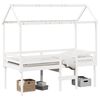 vidaXL Cama alta con techo madera maciza de pino blanca 90x190 cm