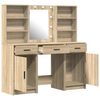 vidaXL Conjunto de mesa de vestidor con LED 3 pcs Roble Sonoma