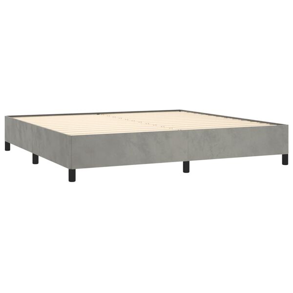 vidaXL Cama box spring con colch&oacute;n terciopelo gris claro 200x200 cm